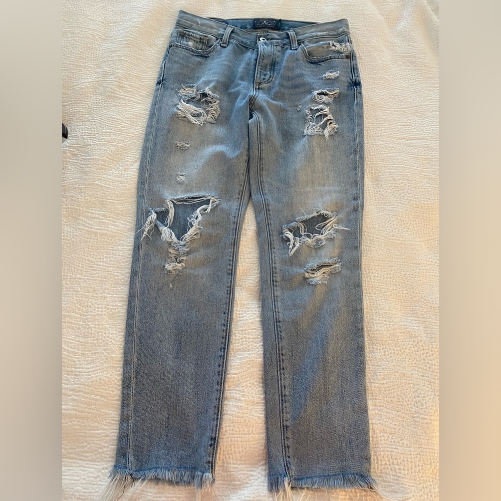 Lucky Brand Sienna Slim Boyfriend crop Jean, size 25/0, distressed, soft denim.